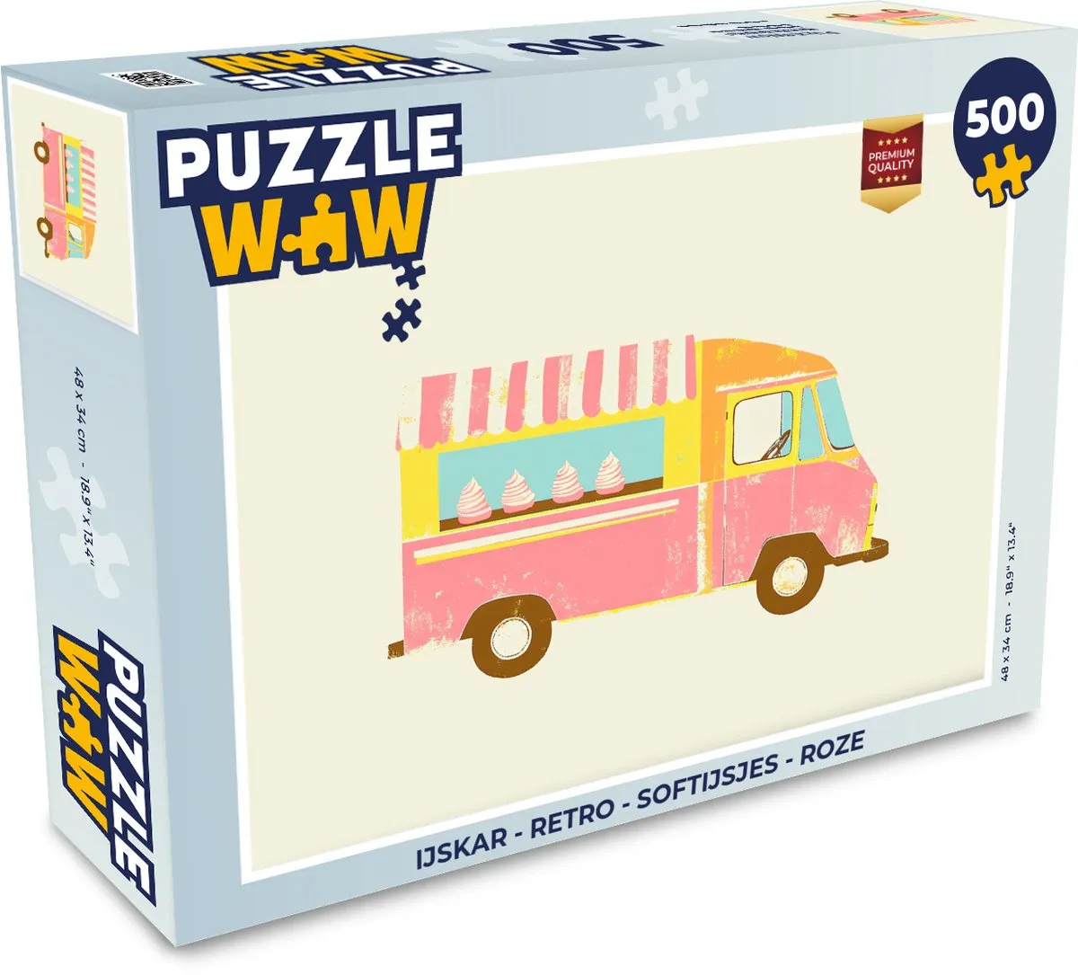 PuzzleWow IJskar Retro Legpuzzel 500 Stuks - Roze
