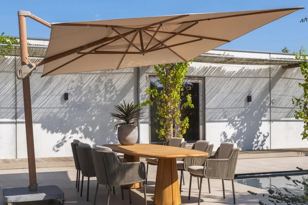4 Seasons Hacienda Zweefparasol 300x400cm - Woodlook Frame - Sand Doek - afbeelding 6 van 6