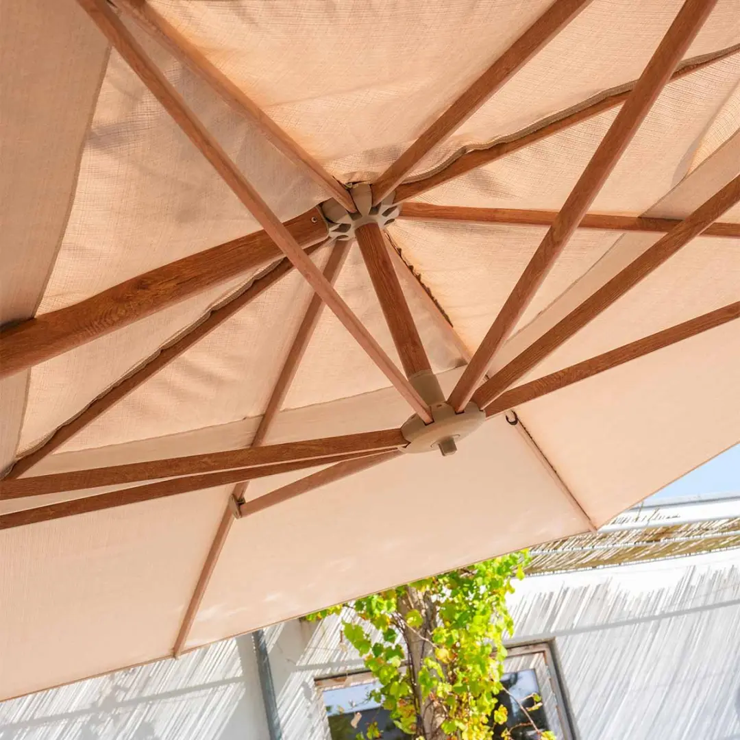 4 Seasons Hacienda Zweefparasol 300x400cm - Woodlook Frame - Sand Doek - afbeelding 4 van 6
