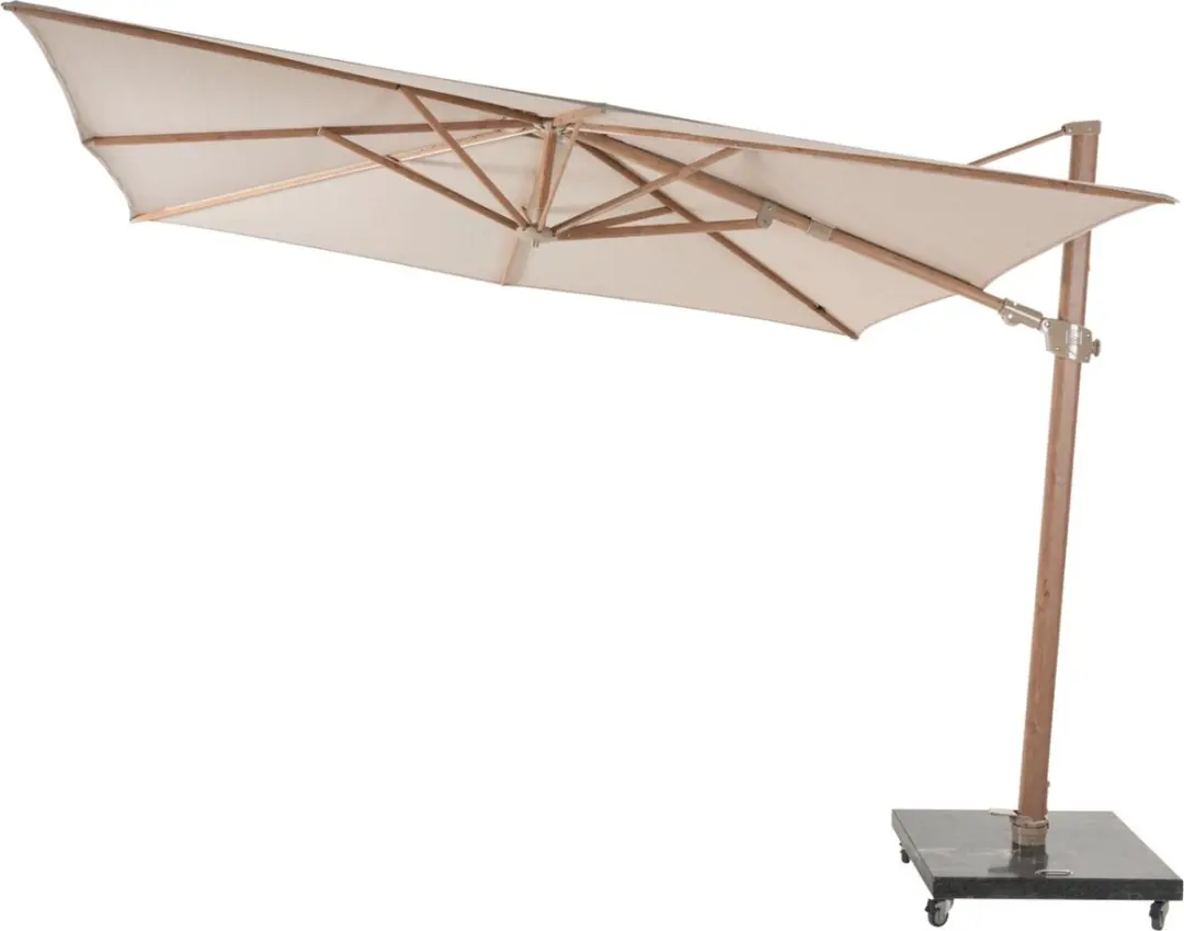 4 Seasons Outdoor Siesta Premium Zweefparasol 300x300 - Zand/Houtlook - afbeelding 2 van 5