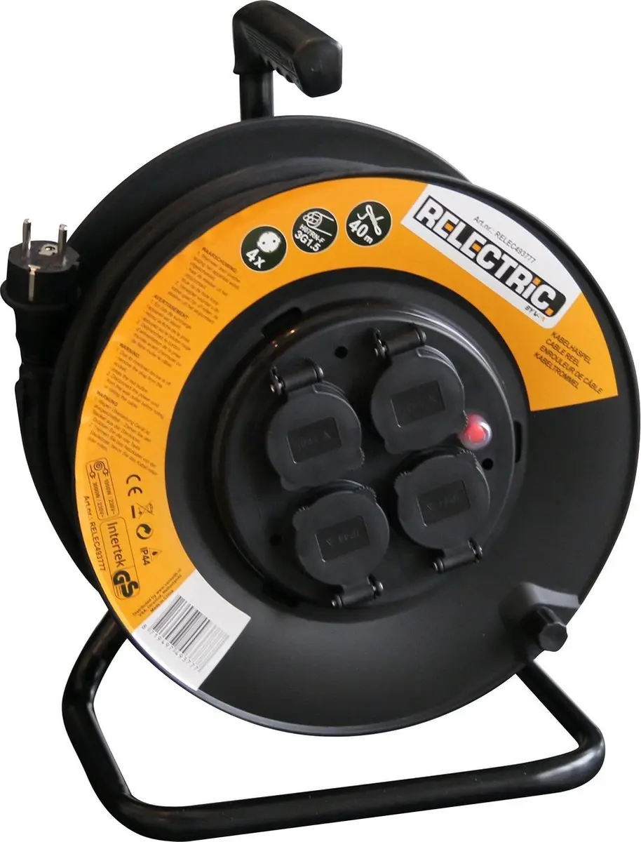 Relectric Kabelhaspel 40m 4 Stopcontacten 3000W