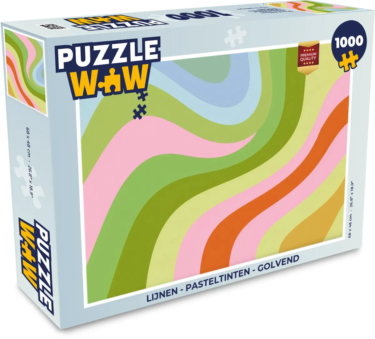 PuzzleWow Lijnen Golvend Legpuzzel 1000 Stukjes - Pasteltinten