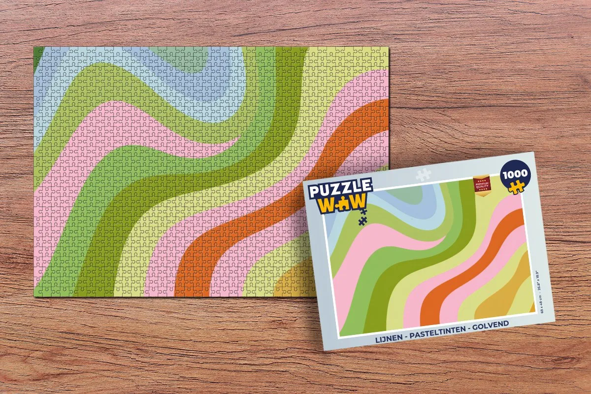 PuzzleWow Lijnen Golvend Legpuzzel 1000 Stukjes - Pasteltinten