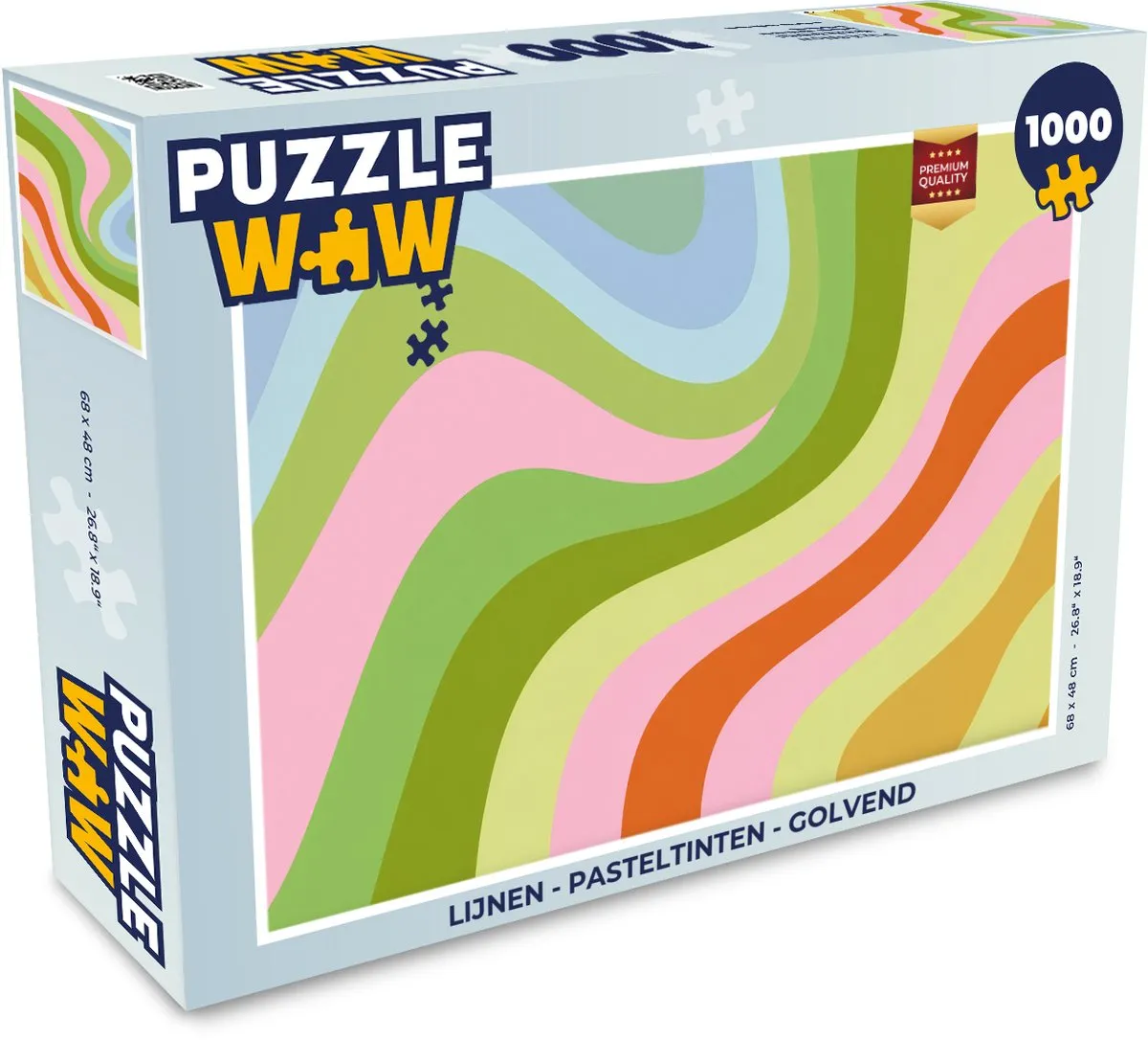 PuzzleWow Lijnen Golvend Legpuzzel 1000 Stukjes - Pasteltinten