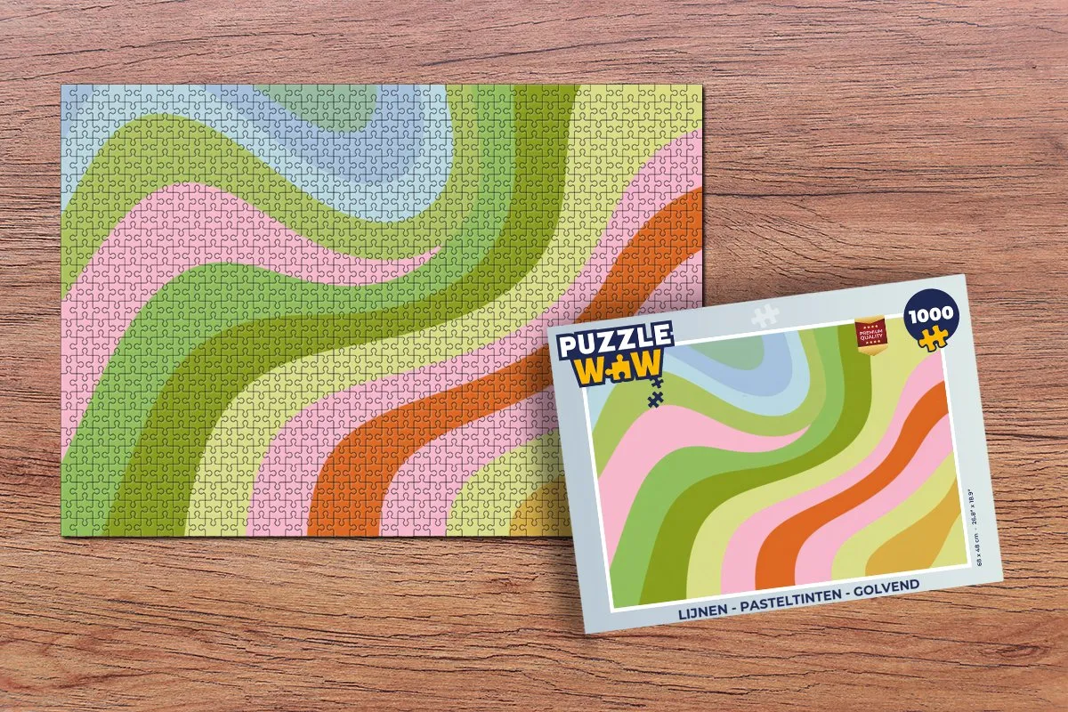 PuzzleWow Lijnen Golvend Legpuzzel 1000 Stukjes - Pasteltinten