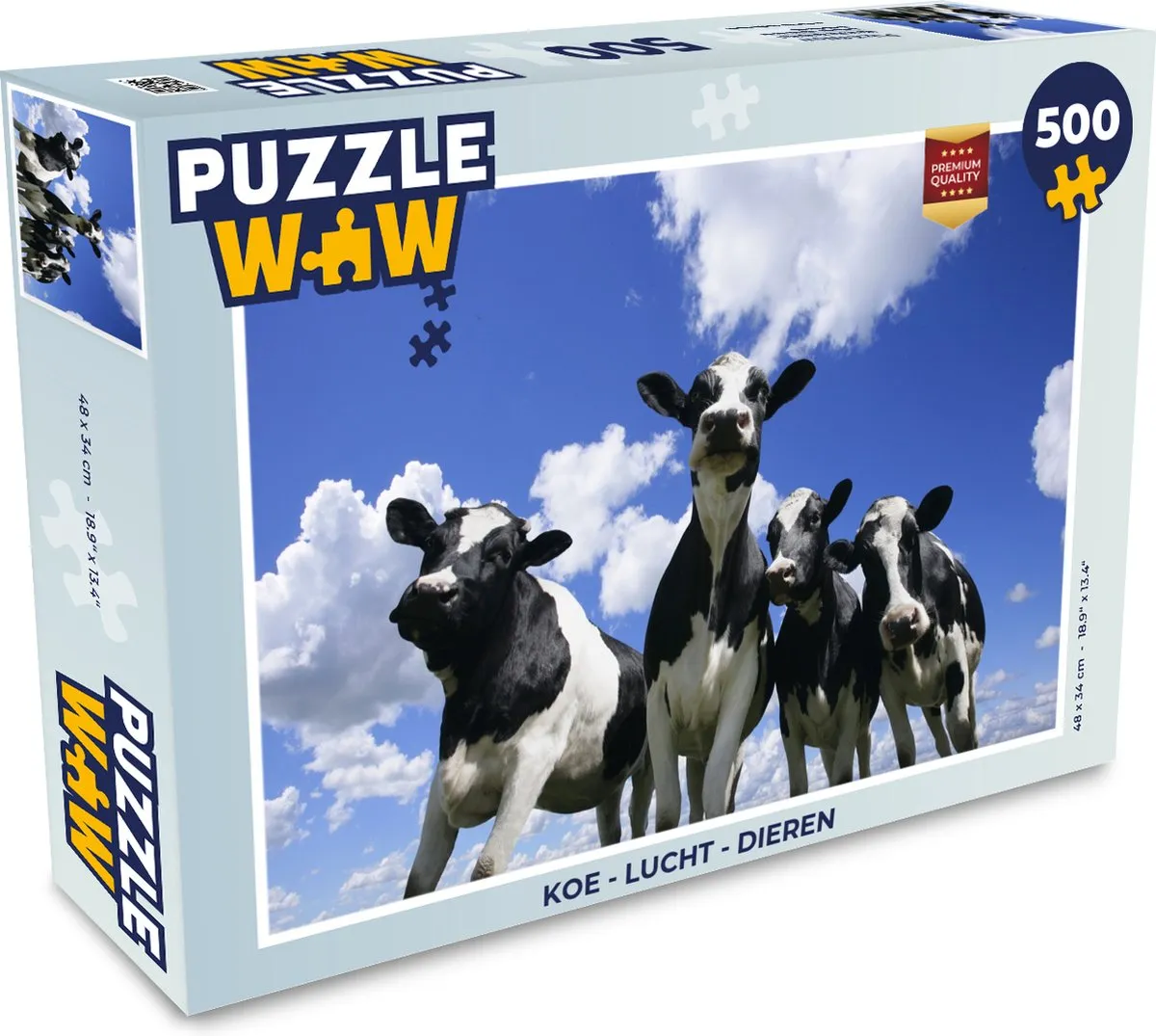 PuzzleWow Koe Lucht Dieren Legpuzzel 500 Stuks - Multicolor