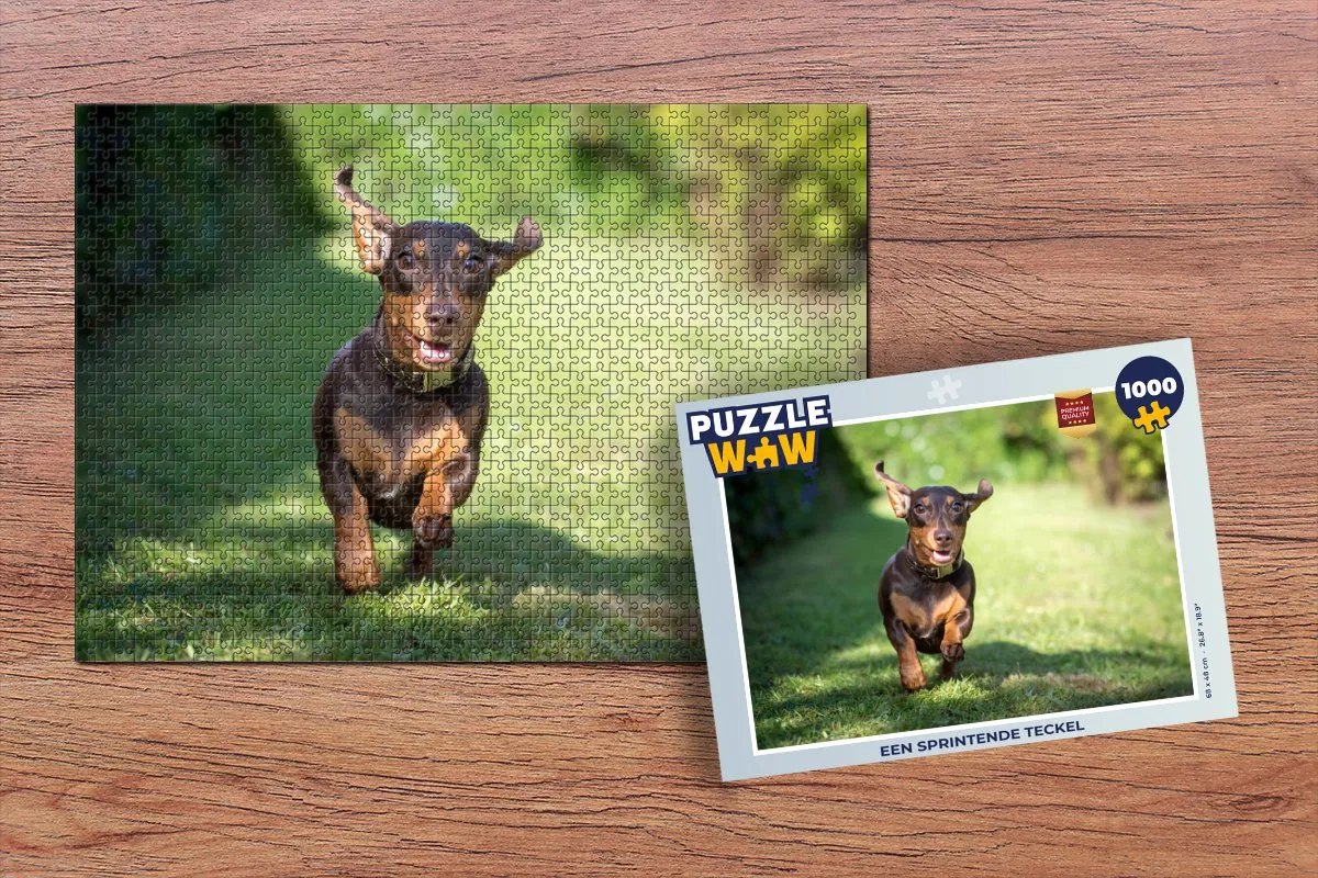 PuzzleWow Legpuzzel Een Sprintende Teckel 1000 Stuks - Multicolor