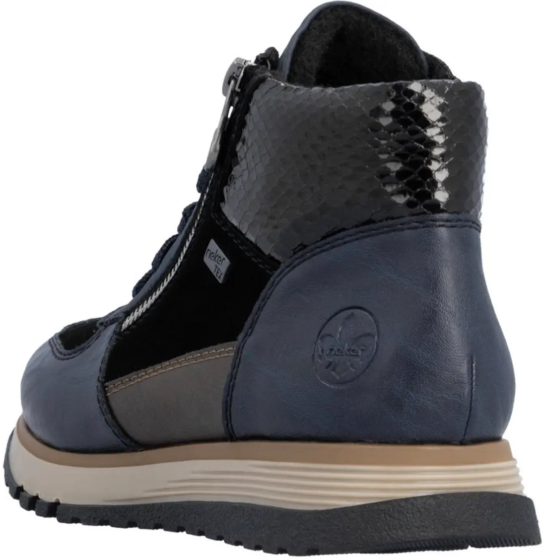 Rieker Dames Veterboots 49040-14 - Blauw - Maat 37