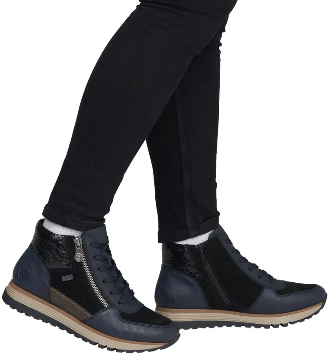 Rieker Dames Veterboots 49040-14 - Blauw - Maat 37