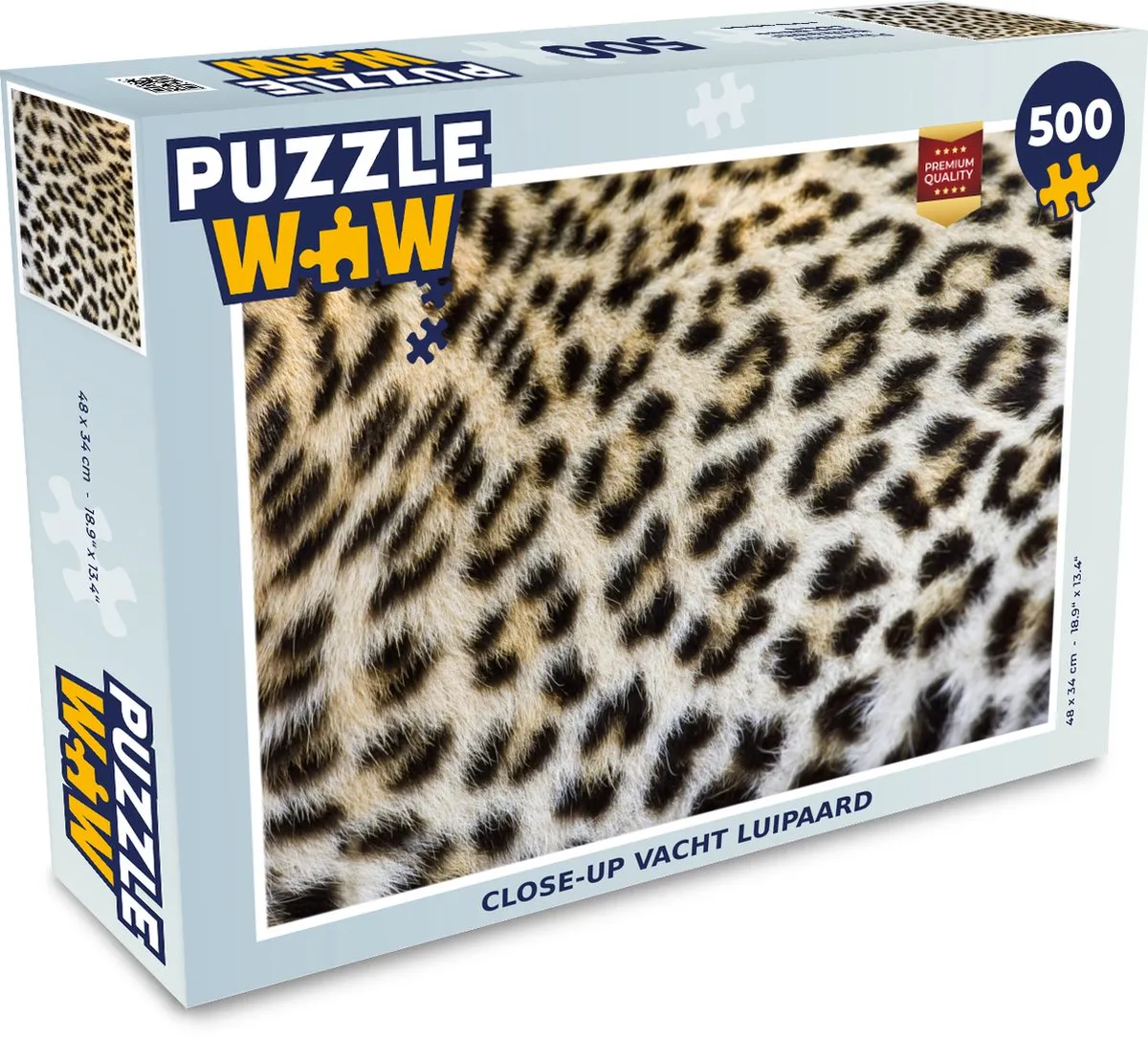PuzzleWow Close-up Luipaard Legpuzzel 500 Stuks - Multicolor