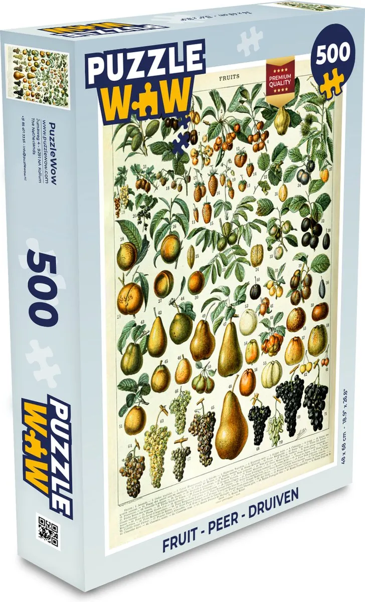 PuzzleWow Adolphe Millot Fruit Peer Druiven Legpuzzel 500 Stuks - Multicolor