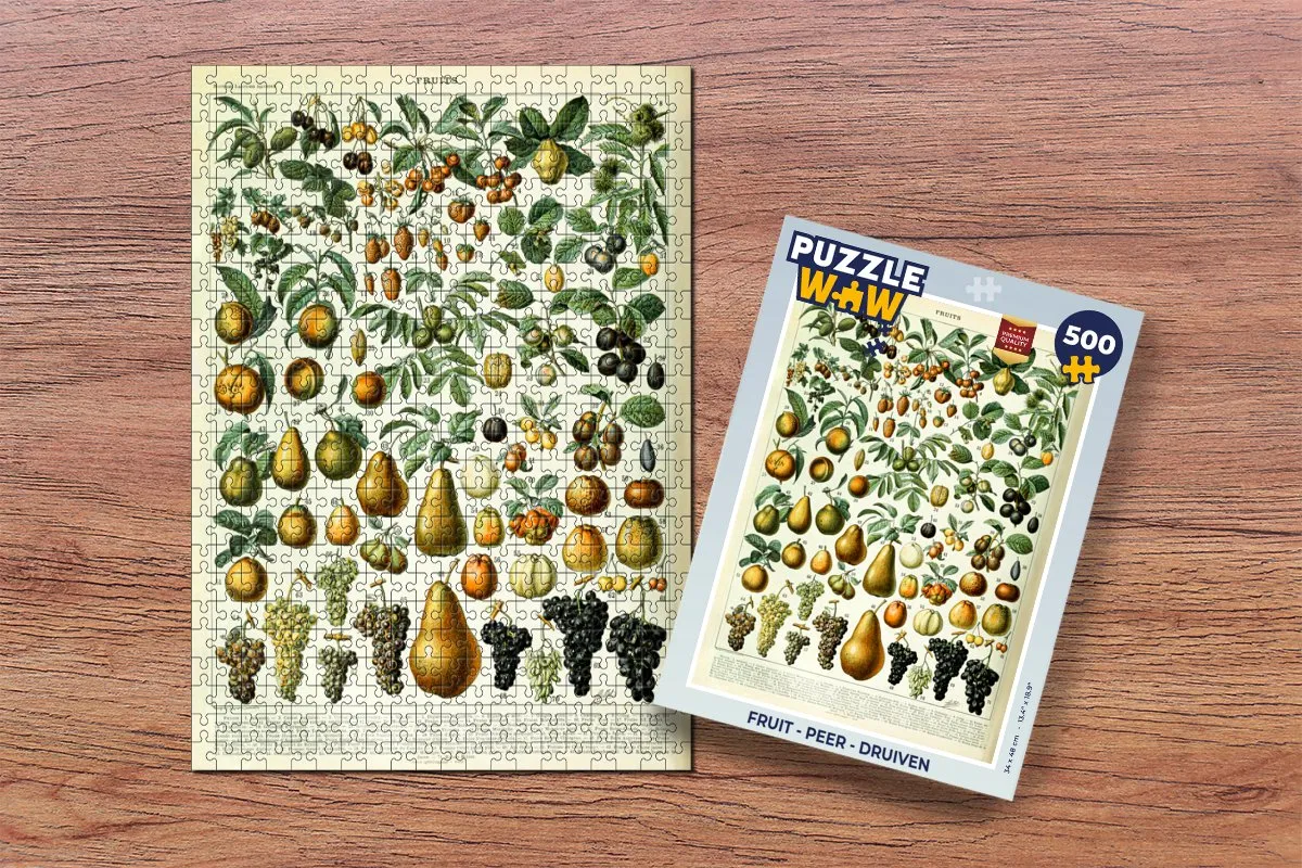 PuzzleWow Adolphe Millot Fruit Peer Druiven Legpuzzel 500 Stuks - Multicolor