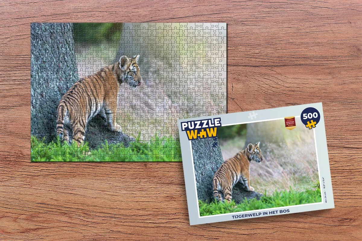 PuzzleWow Legpuzzel Tijgerwelp in het bos 500 Stuks - Multicolor