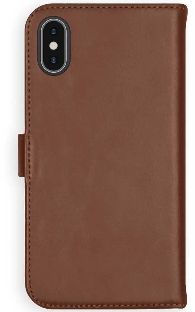 Selencia Hoesje iPhone Xs Lichtbruin - Echt Lederen Bookcase - 3 Pasjes