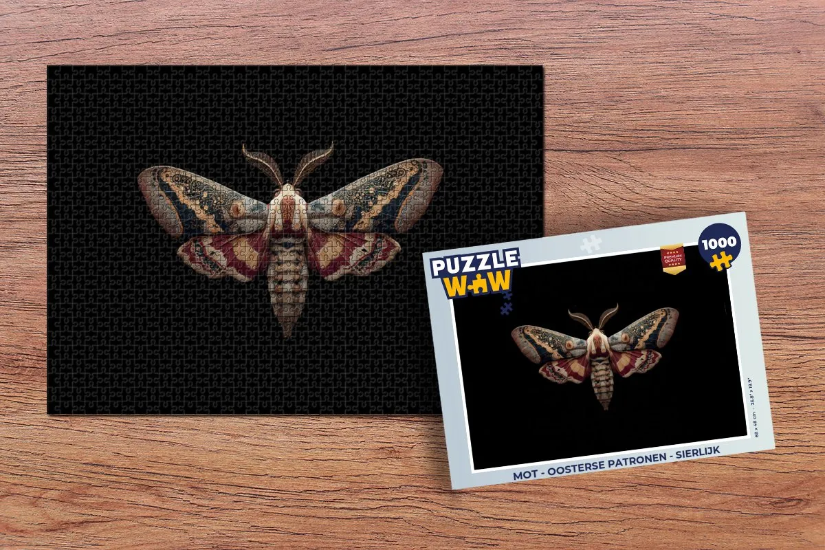 PuzzleWow Mot Legpuzzel 1000 Stuks - Oosterse Patronen