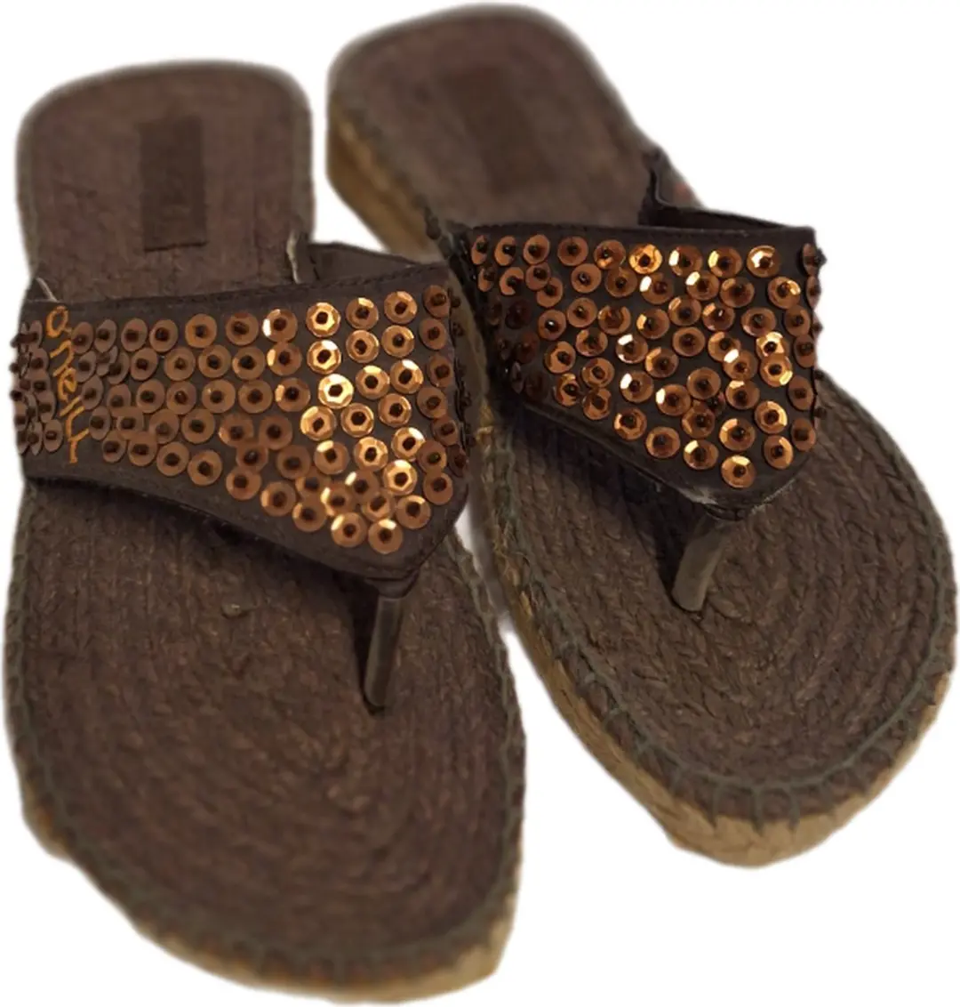 O'NEILL -SPARK- ESPADRILLE SLIPPER -COFFE-GLITTER-SIZE 38