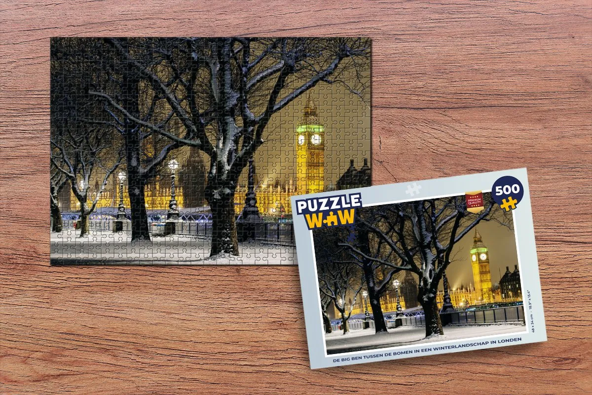 PuzzleWow Legpuzzel Big Ben Winter Londen 500 Stuks - Multicolor