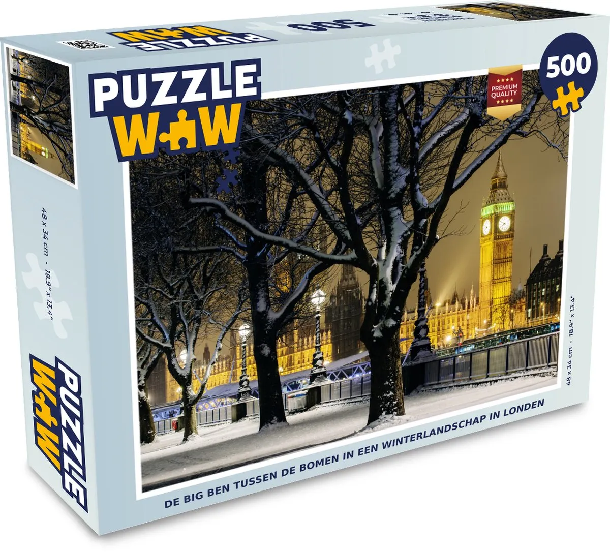 PuzzleWow Legpuzzel Big Ben Winter Londen 500 Stuks - Multicolor