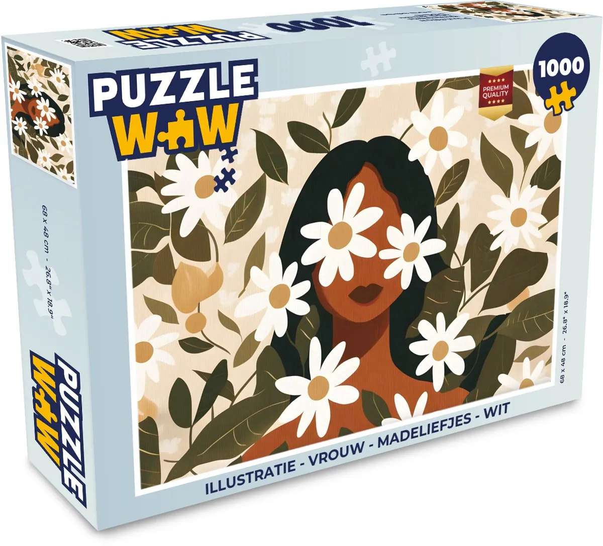 PuzzleWow Puzzel 1000 Stuks - Vrouw met Madeliefjes - Wit