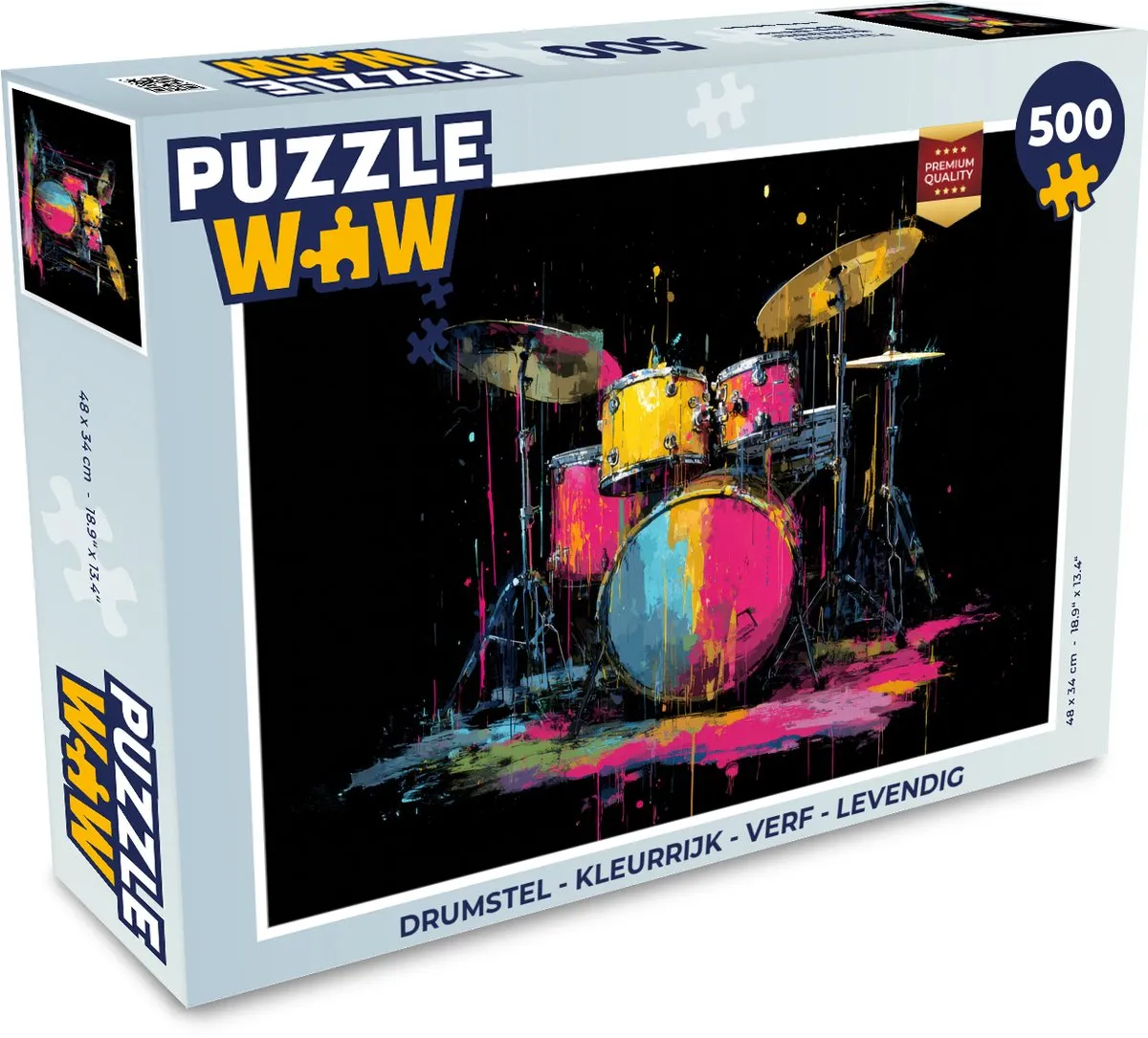PuzzleWow Drumstel Puzzel 500 Stuks - Kleurrijk