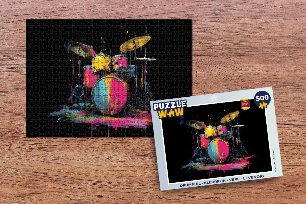 PuzzleWow Drumstel Puzzel 500 Stuks - Kleurrijk