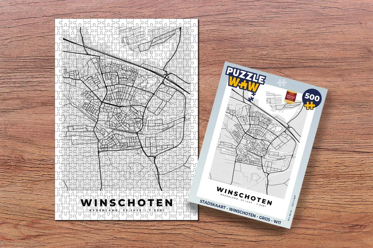 PuzzleWow Stadskaart Winschoten Legpuzzel 500 Stuks - Multicolor