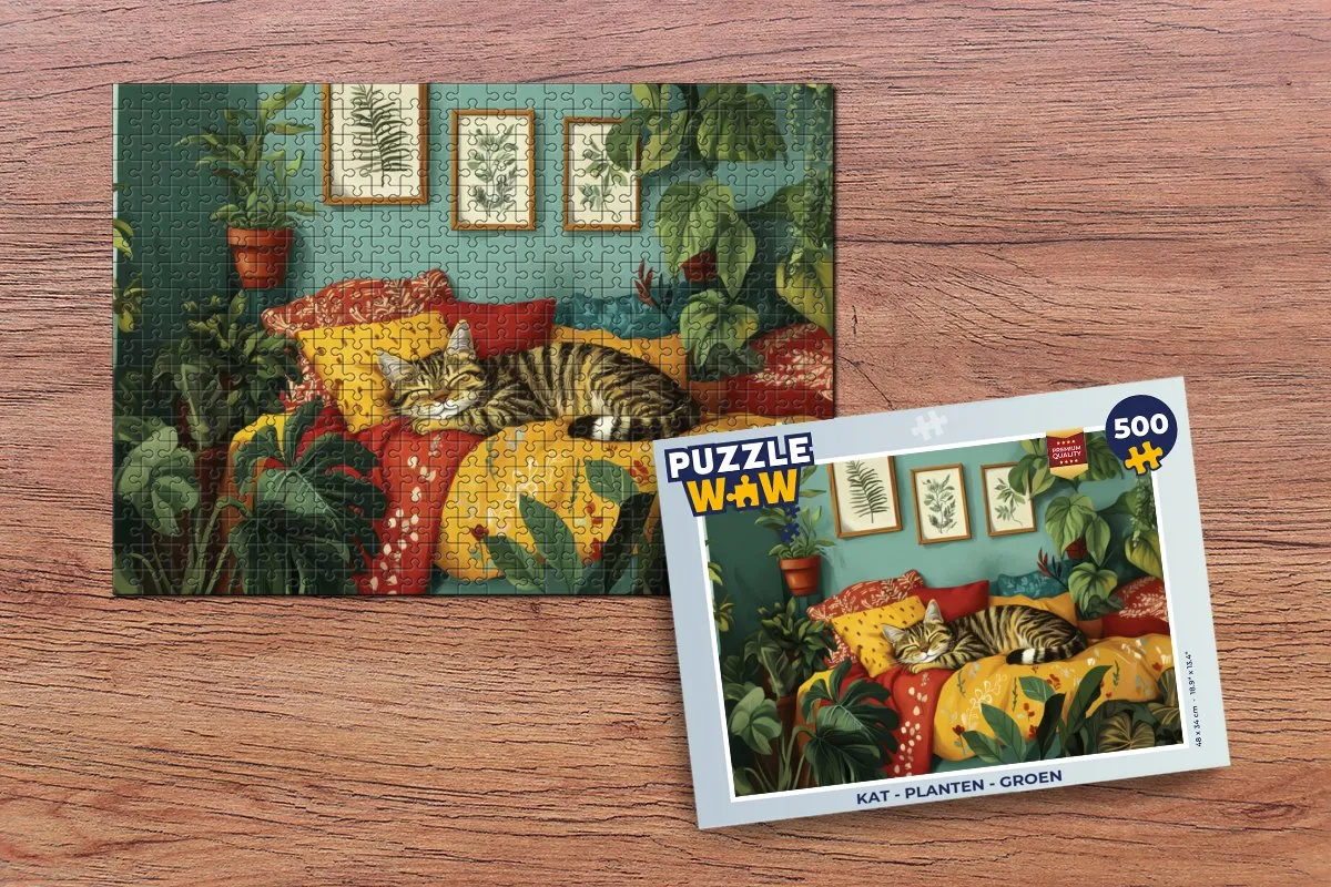 PuzzleWow Kat Planten Legpuzzel 500 Stuks - MPN 8721414225866