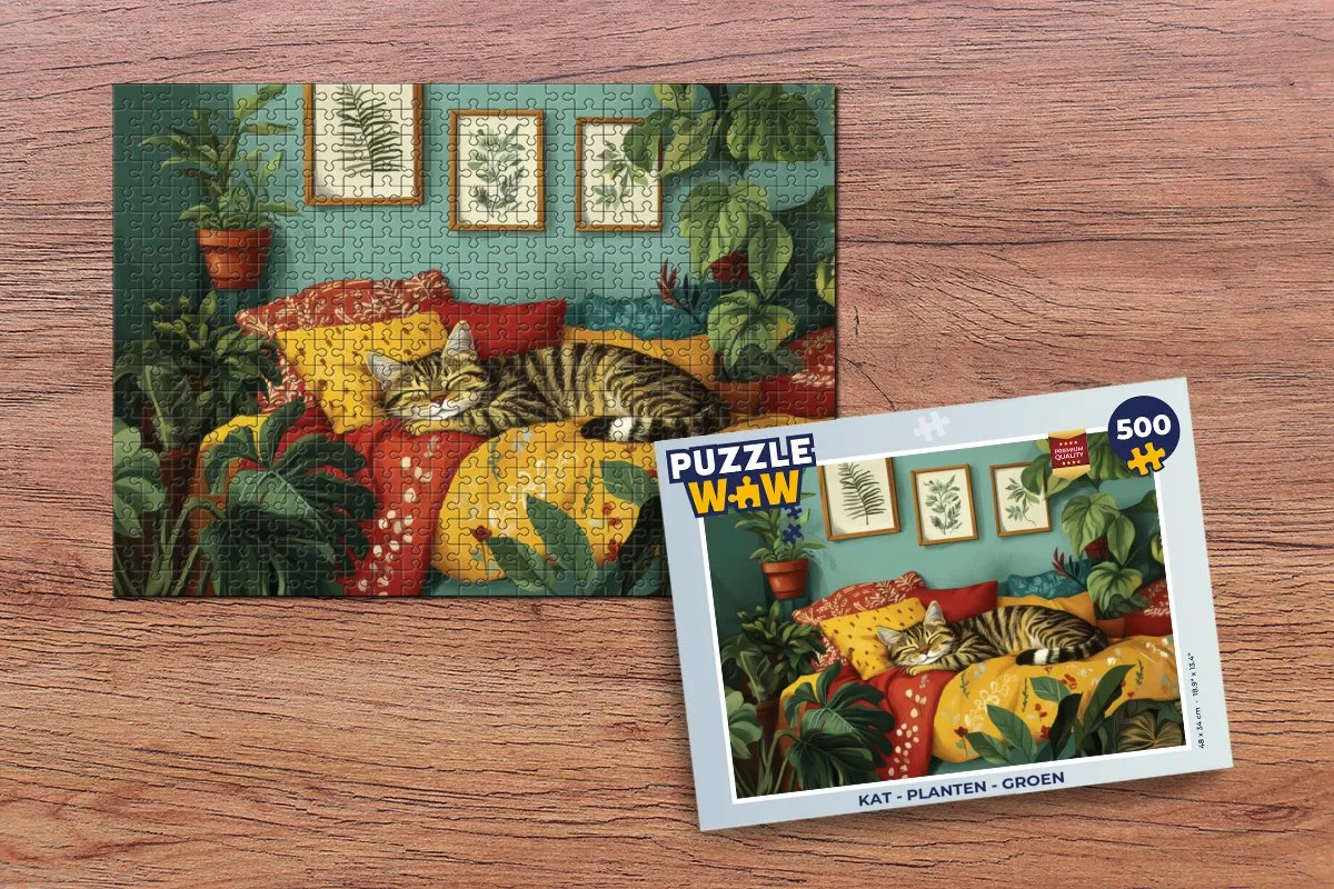 PuzzleWow Kat Planten Legpuzzel 500 Stuks - MPN 8721414225866