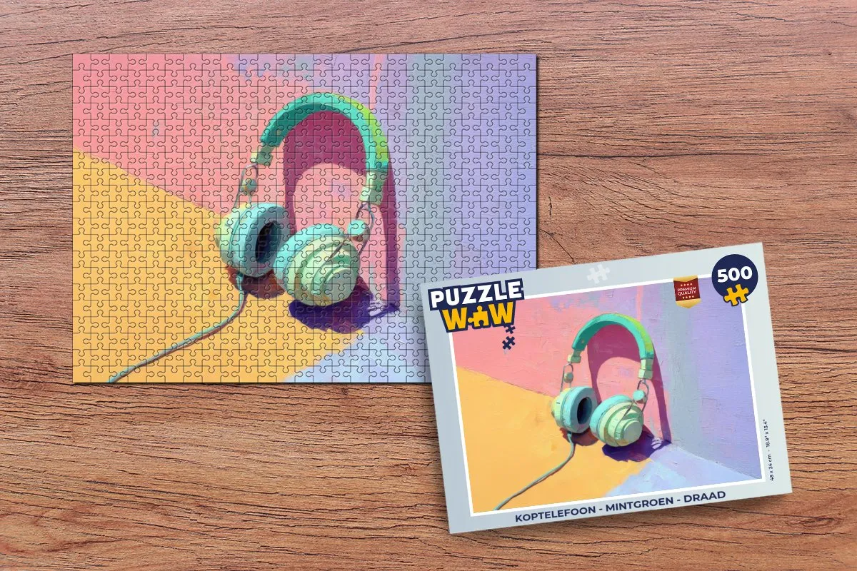 PuzzleWow Koptelefoon Puzzel 500 Stuks - Mintgroen - MPN 8721406843023