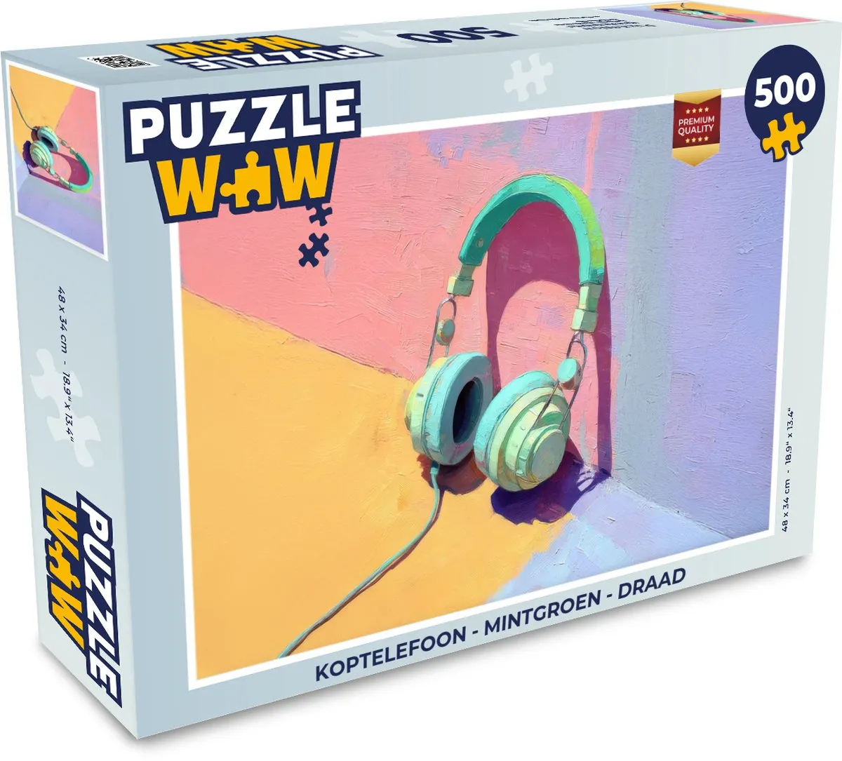 PuzzleWow Koptelefoon Puzzel 500 Stuks - Mintgroen - MPN 8721406843023