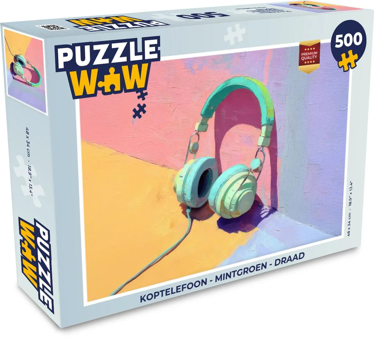 PuzzleWow Koptelefoon Puzzel 500 Stuks - Mintgroen - MPN 8721406843023