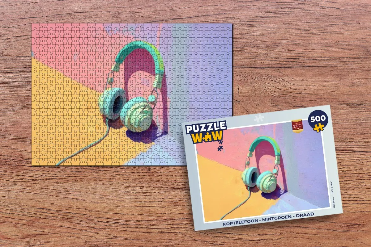 PuzzleWow Koptelefoon Puzzel 500 Stuks - Mintgroen - MPN 8721406843023