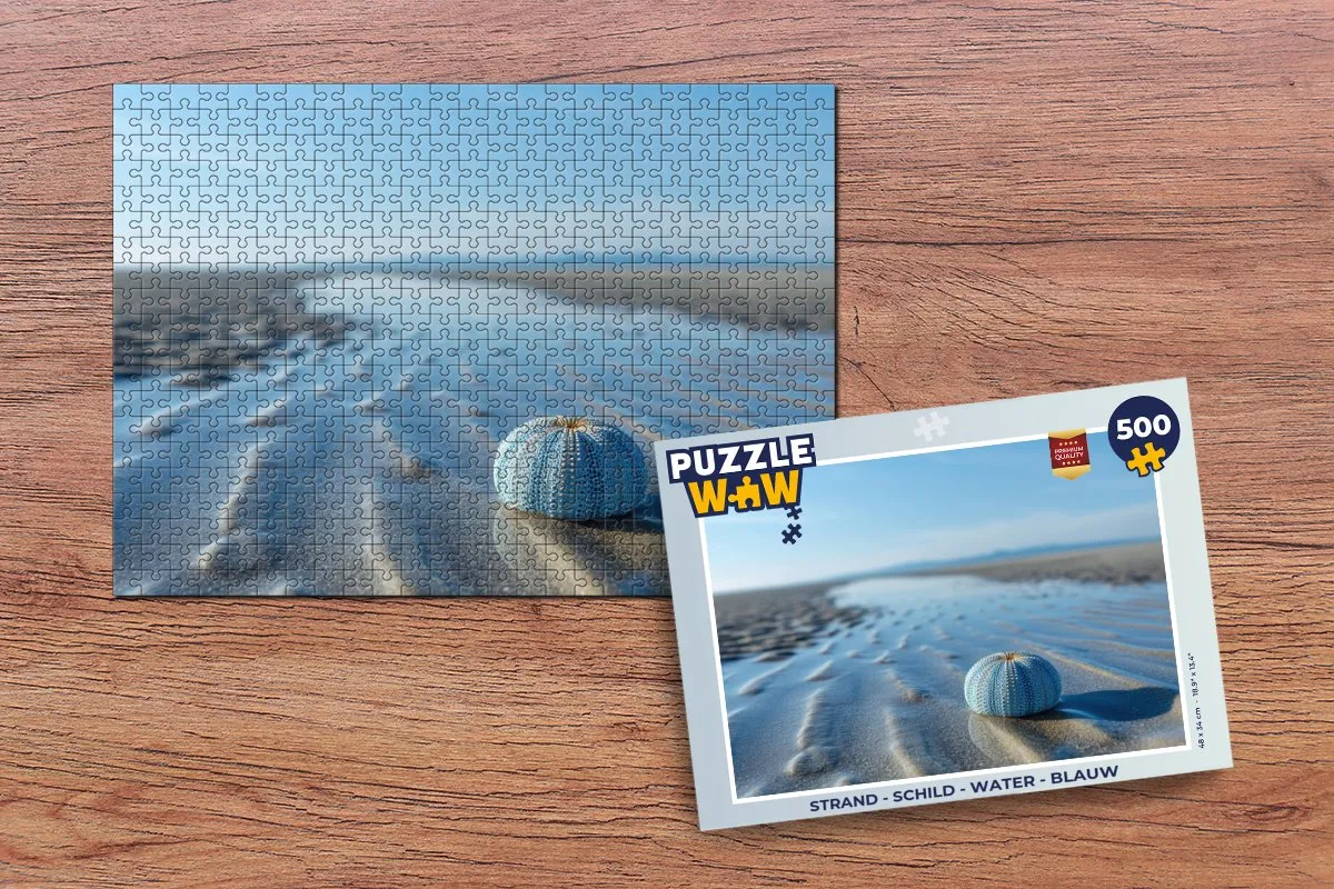 PuzzleWow Strand Schild Water Legpuzzel 500 Stuks - Blauw