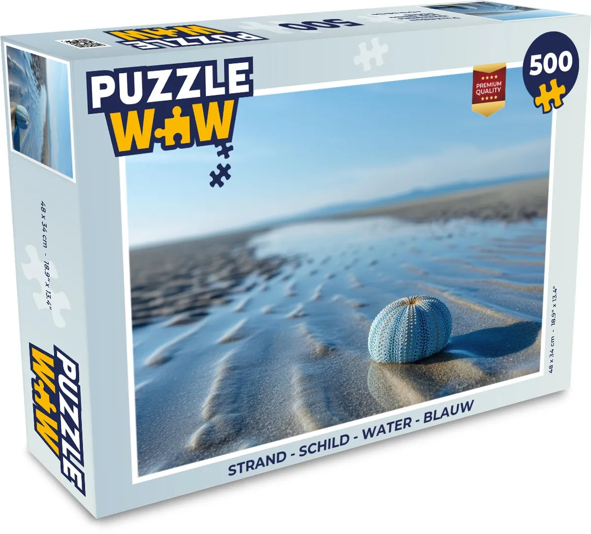 PuzzleWow Strand Schild Water Legpuzzel 500 Stuks - Blauw