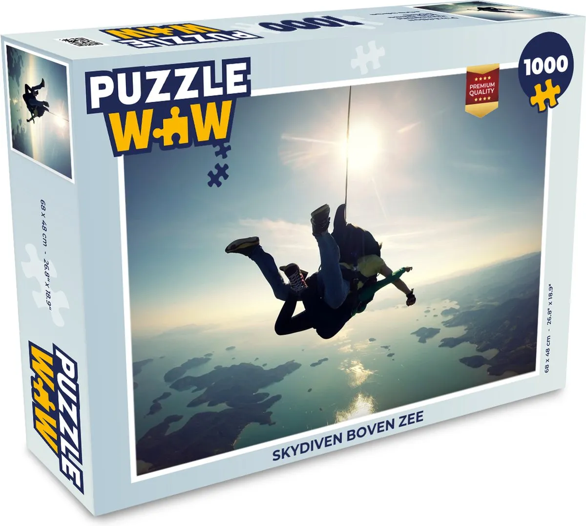PuzzleWow Legpuzzel Skydiven boven zee 1000 Stuks - Multicolor