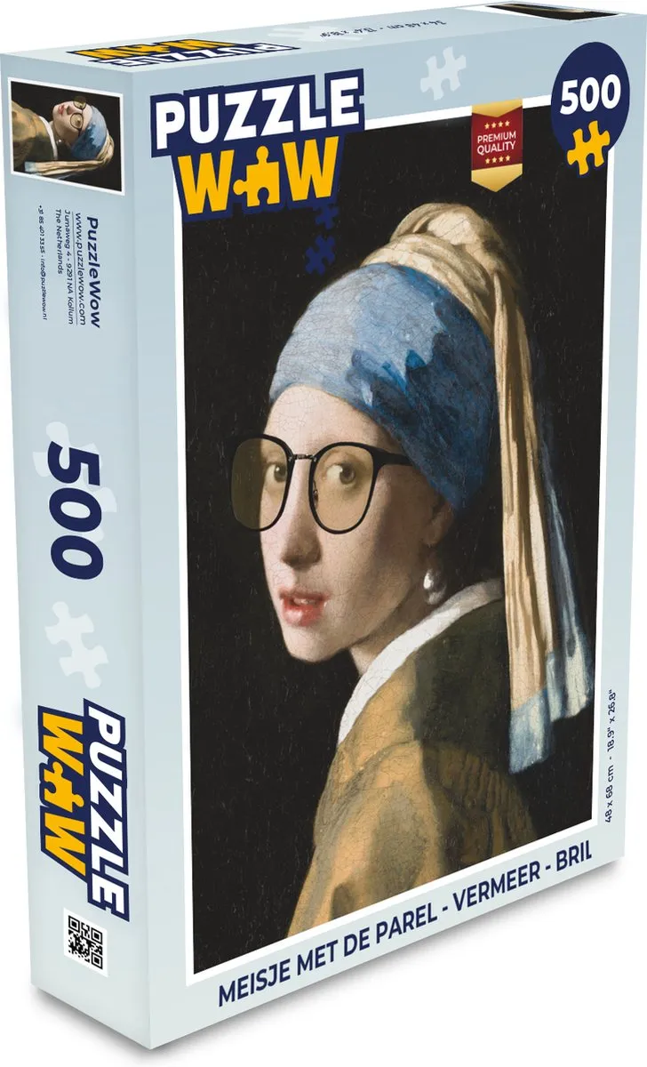 PuzzleWow Vermeer Meisje met de parel Legpuzzel 500 Stuks - Multicolor