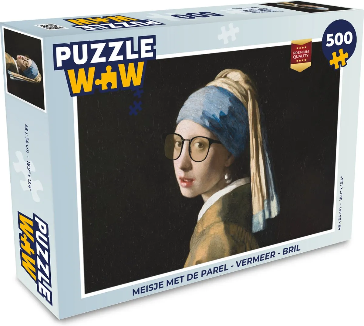 PuzzleWow Vermeer Meisje met de parel Legpuzzel 500 Stuks - Multicolor