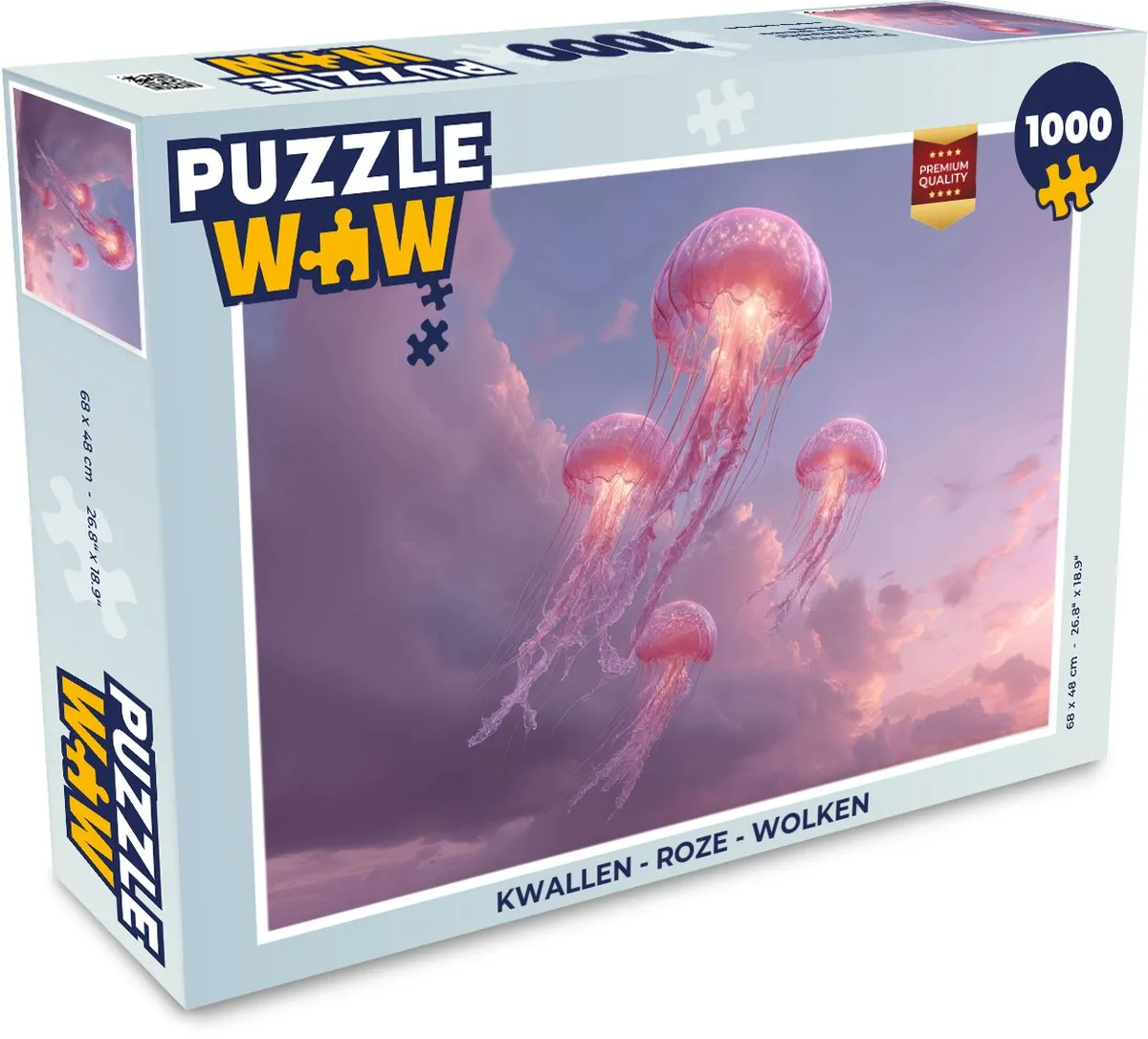 PuzzleWow Kwallen Wolken Legpuzzel 1000 Stuks - Roze