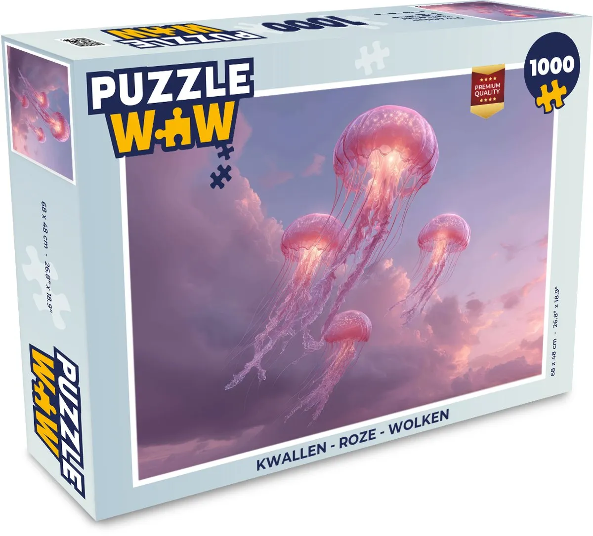 PuzzleWow Kwallen Wolken Legpuzzel 1000 Stuks - Roze