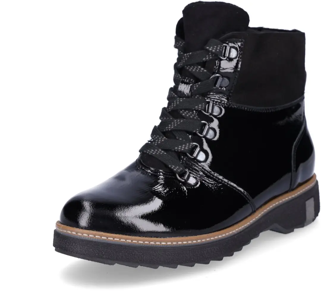 Waldläufer dames leren veterboot zwart lak 5