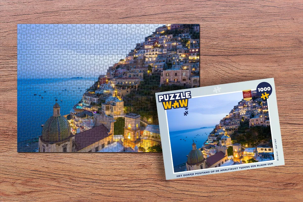 PuzzleWow Het dorpje Positano Legpuzzel 1000 Stuks - Multicolor