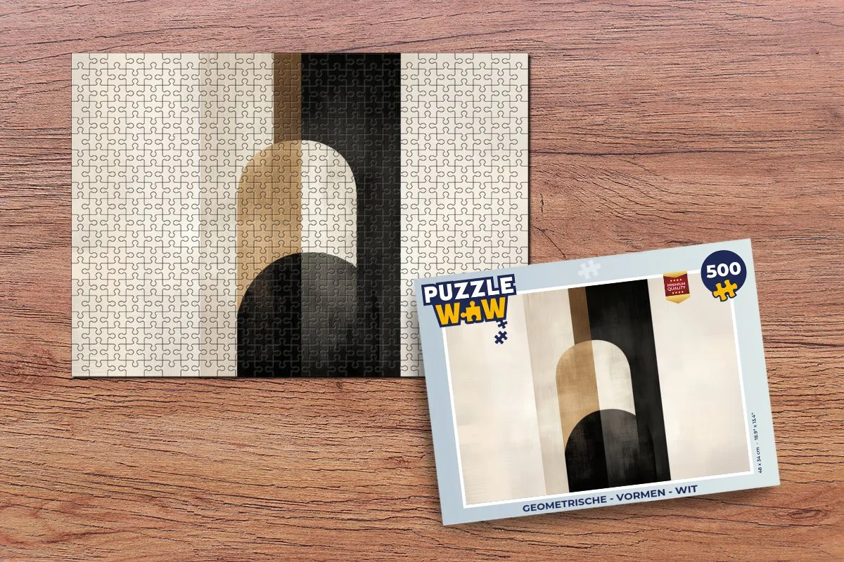 PuzzleWow Geometrische Vormen Legpuzzel 500 Stuks - Goud/Zwart