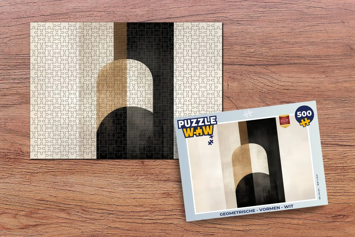 PuzzleWow Geometrische Vormen Legpuzzel 500 Stuks - Goud/Zwart