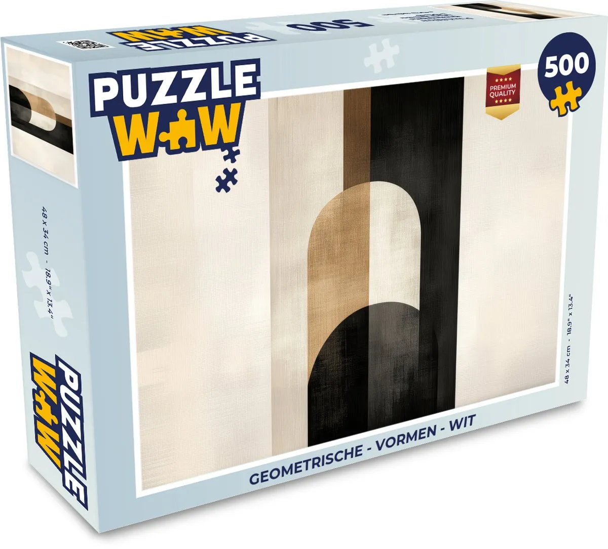 PuzzleWow Geometrische Vormen Legpuzzel 500 Stuks - Goud/Zwart