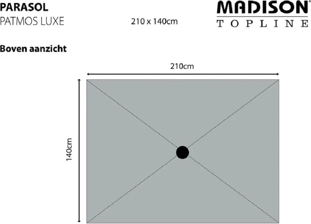Madison Patmos Parasol 210x140cm - Taupe - afbeelding 6 van 6