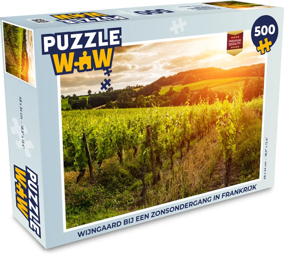 PuzzleWow Wijngaard bij Zonsondergang Legpuzzel 500 Stuks - Multicolor