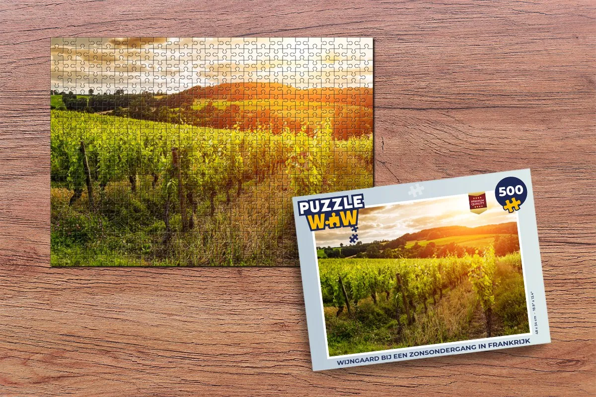 PuzzleWow Wijngaard bij Zonsondergang Legpuzzel 500 Stuks - Multicolor