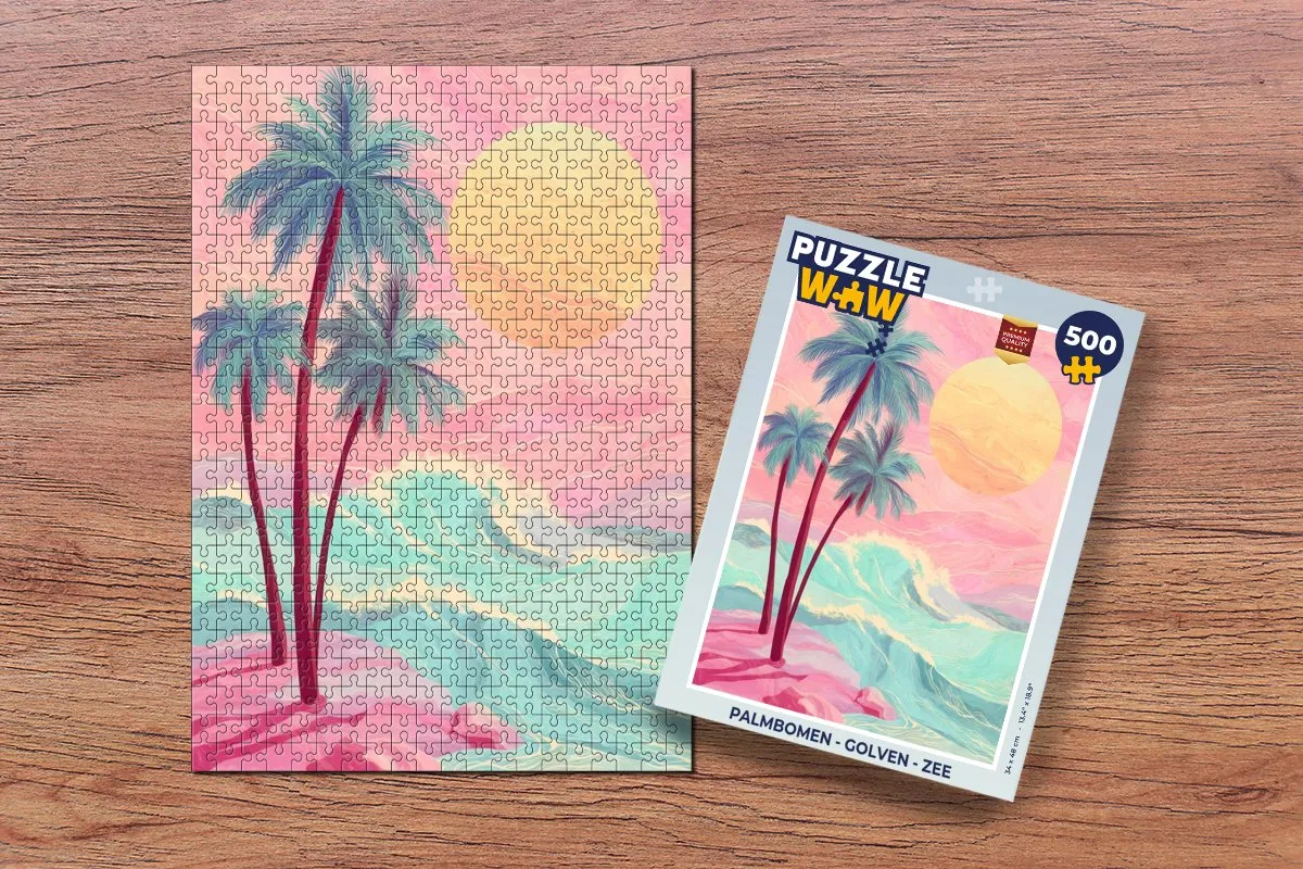 PuzzleWow Legpuzzel Palmbomen - Golven - Zee 500 Stuks