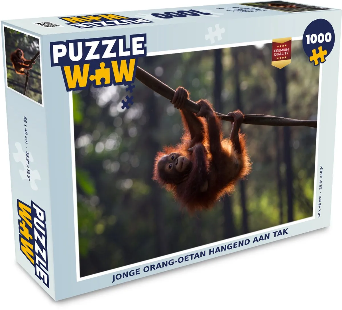 PuzzleWow Jonge Orang-Oetan Legpuzzel 1000 Stuks - Multicolor