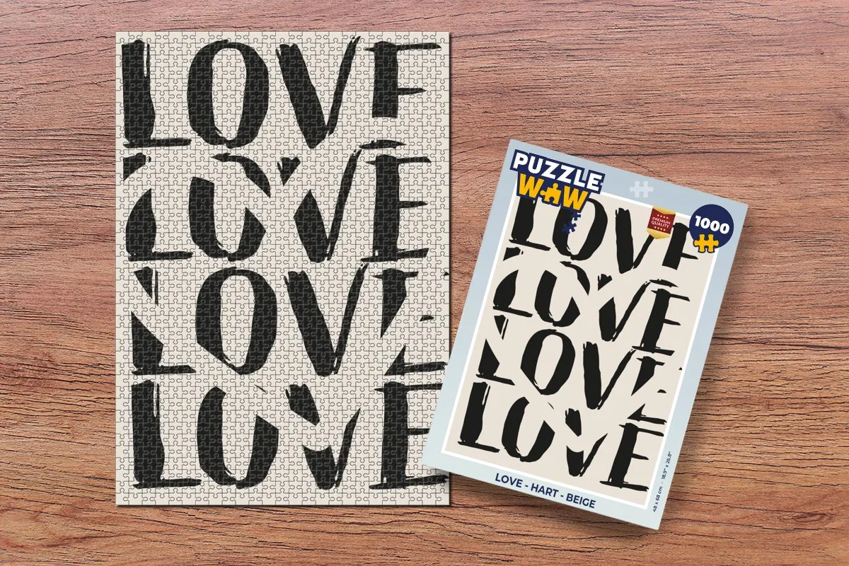 PuzzleWow Love Hart Legpuzzel 1000 Stuks - Beige
